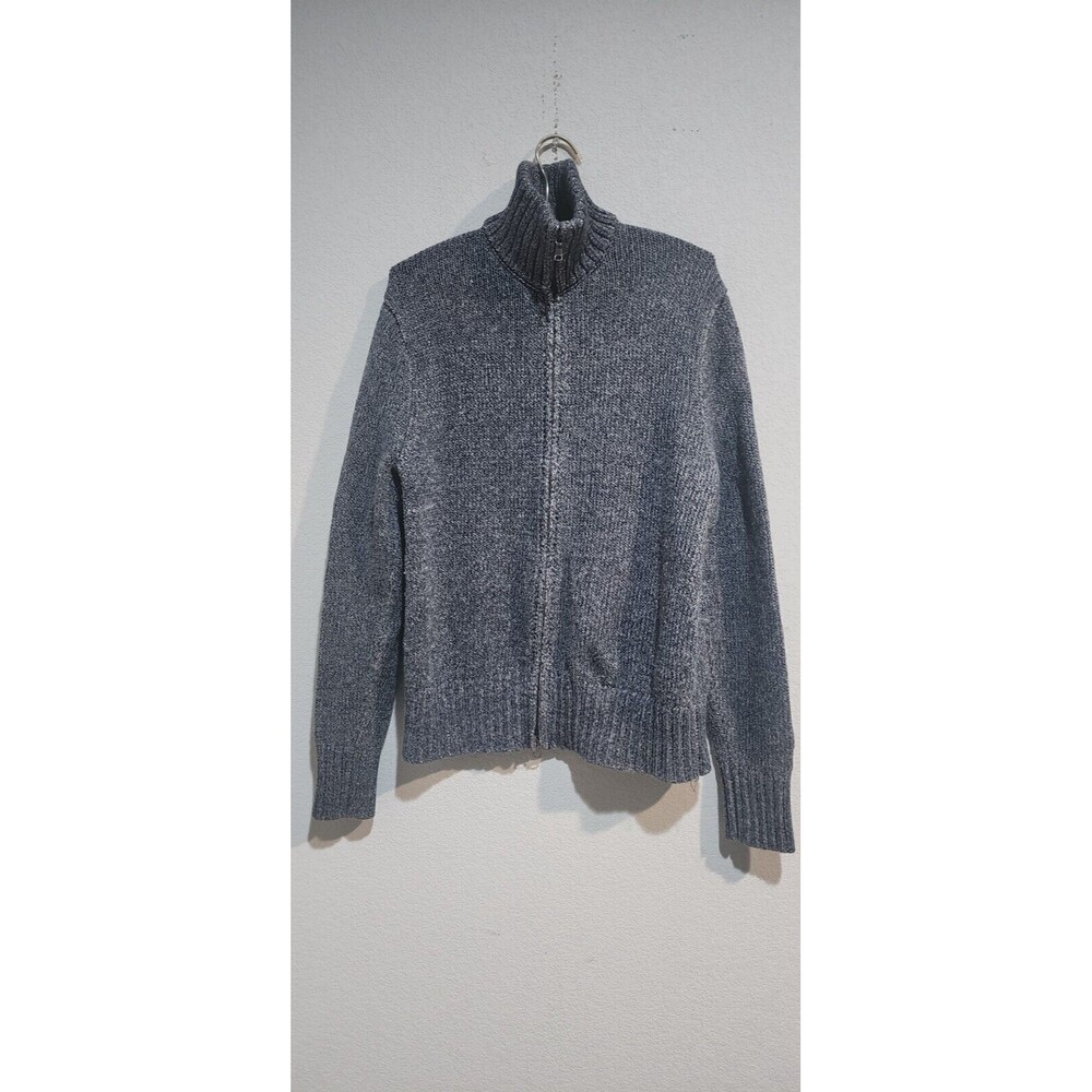 BANANA REPUBLIC TWEED FULL ZIP KNIT CARDIGAN JACKET SIZE MEDIUM BLUE